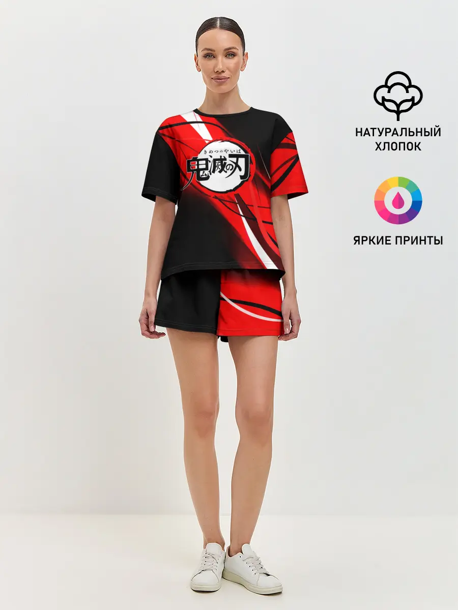 Женская пижама с шортами / KIMETSU NO YAIBA абстракция
