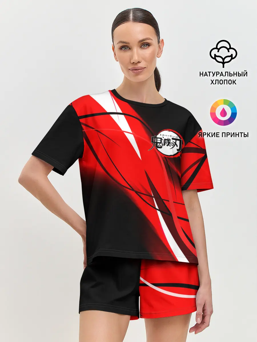 Женская пижама с шортами / KIMETSU NO YAIBA маленький лого