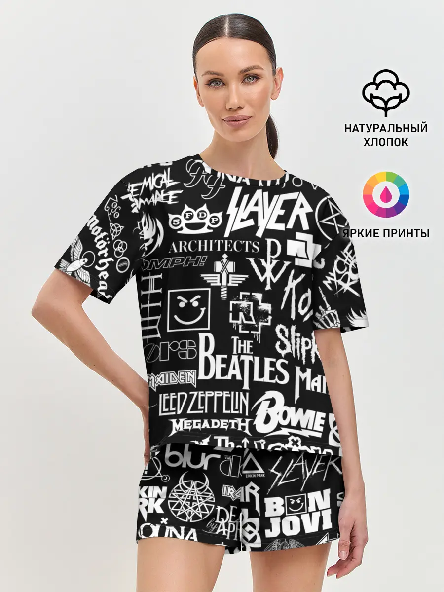 Женская пижама с шортами / ЛОГОТИПЫ РОК ГРУПП