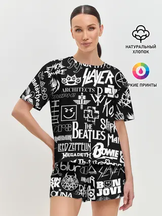 Женская пижама с шортами / ЛОГОТИПЫ РОК ГРУПП