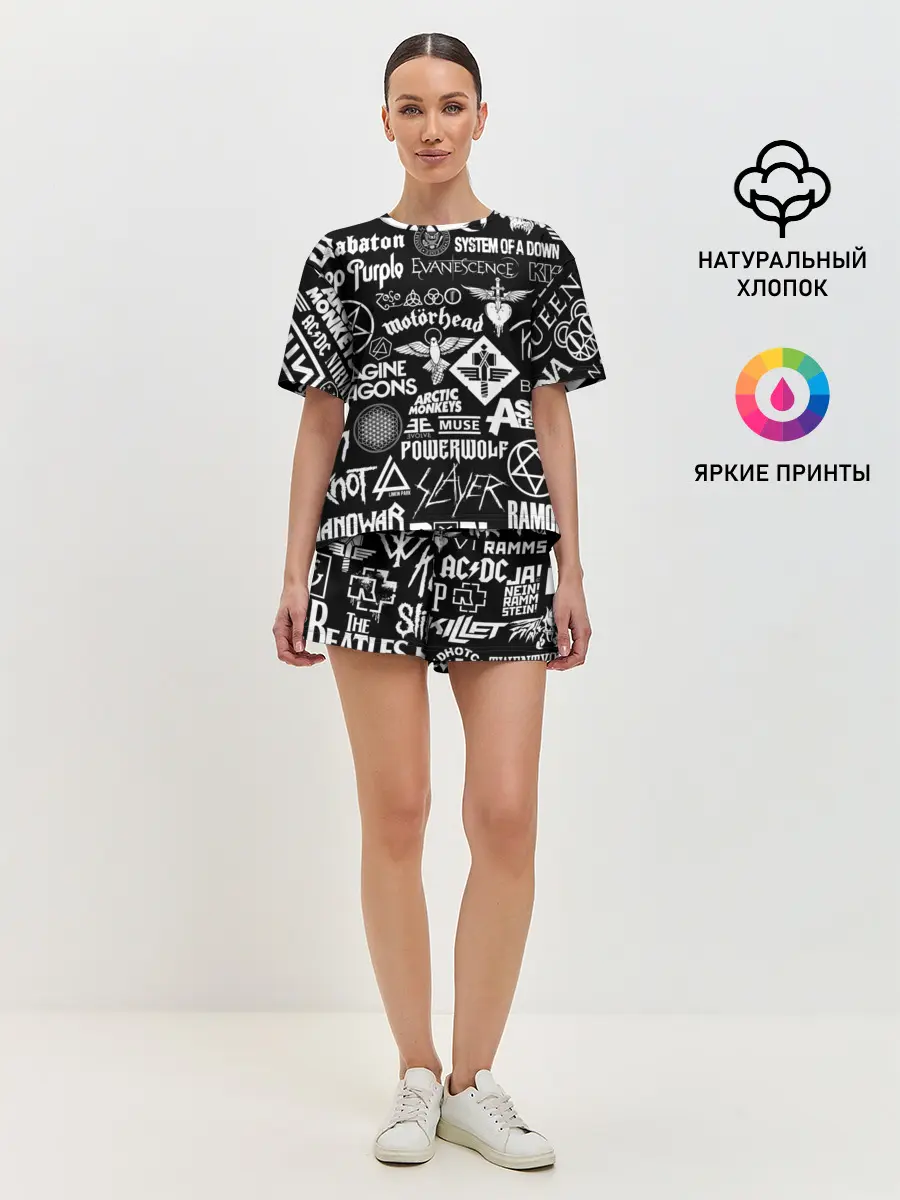 Женская пижама с шортами / ЛОГОТИПЫ РОК ГРУПП