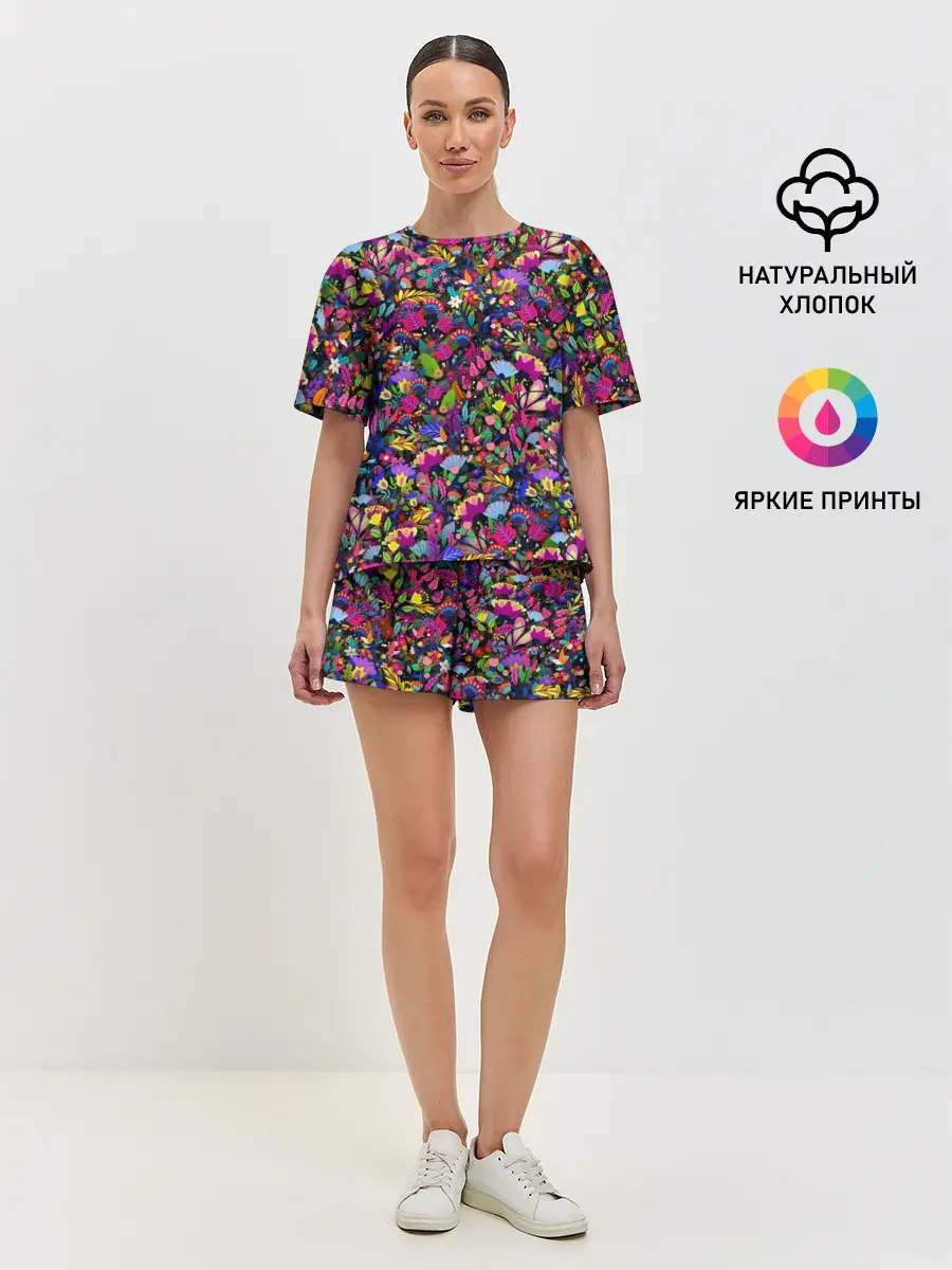 Женская пижама с шортами / Мистические цветы