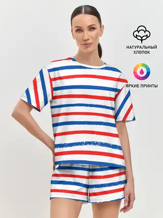 Женская пижама с шортами / Морская полоска