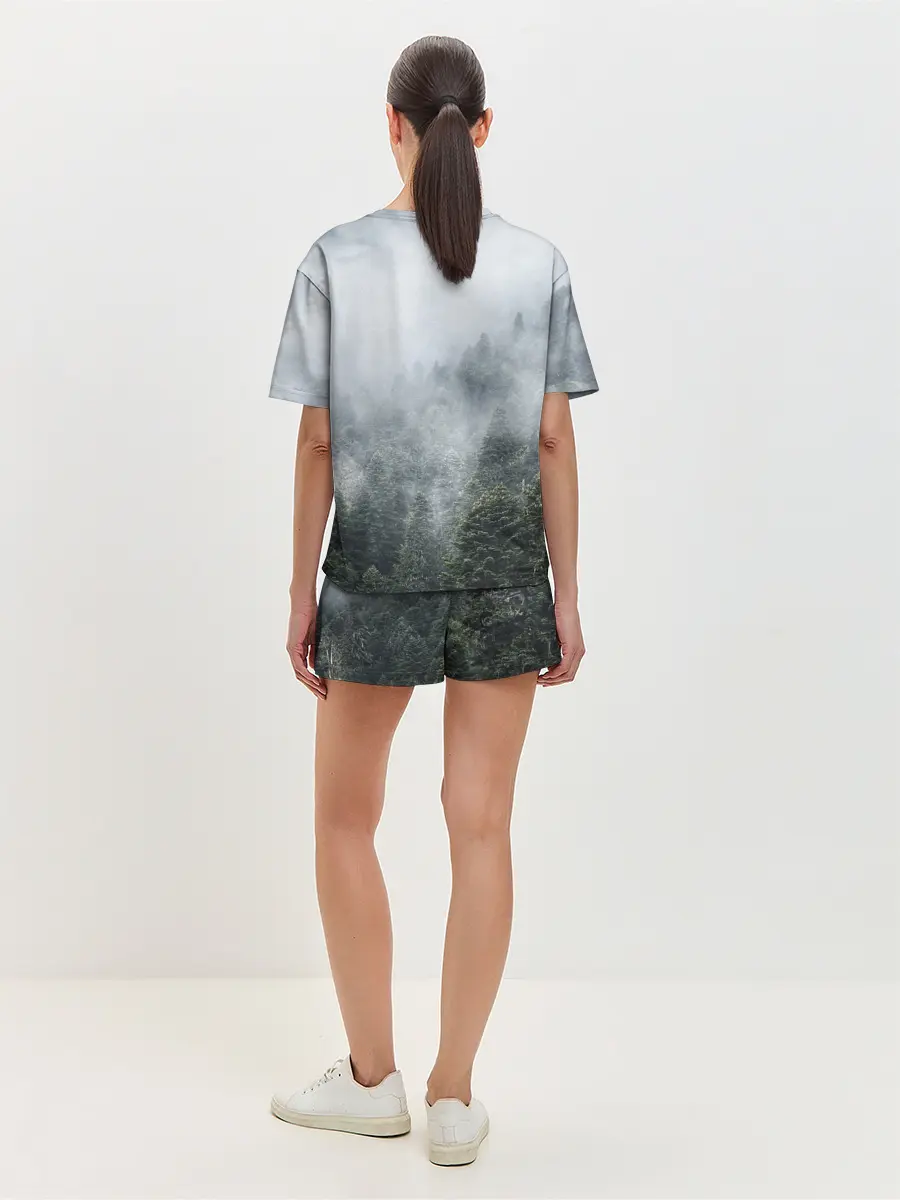 Женская пижама с шортами / Туманный лес