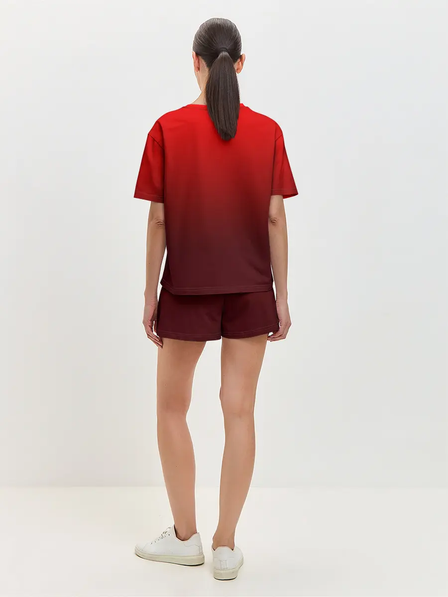 Женская пижама с шортами / monokuma на красном градиенте