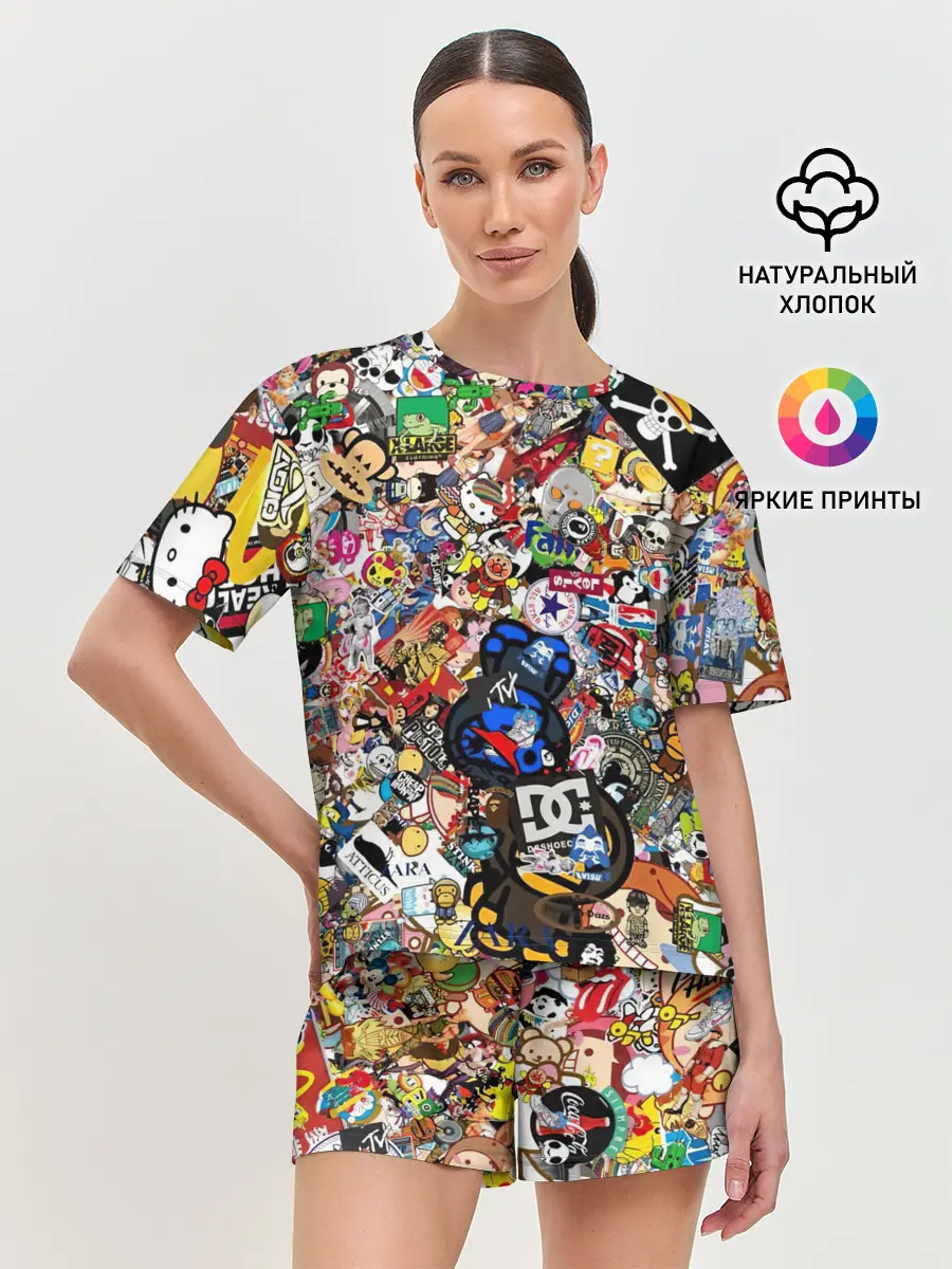 Женская пижама с шортами / Стикеры