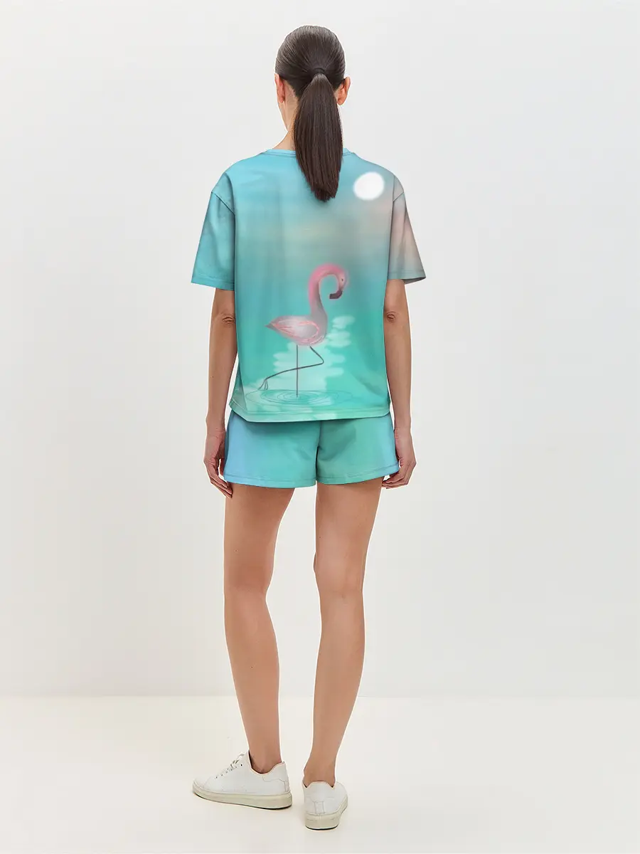 Женская пижама с шортами / Фламинго