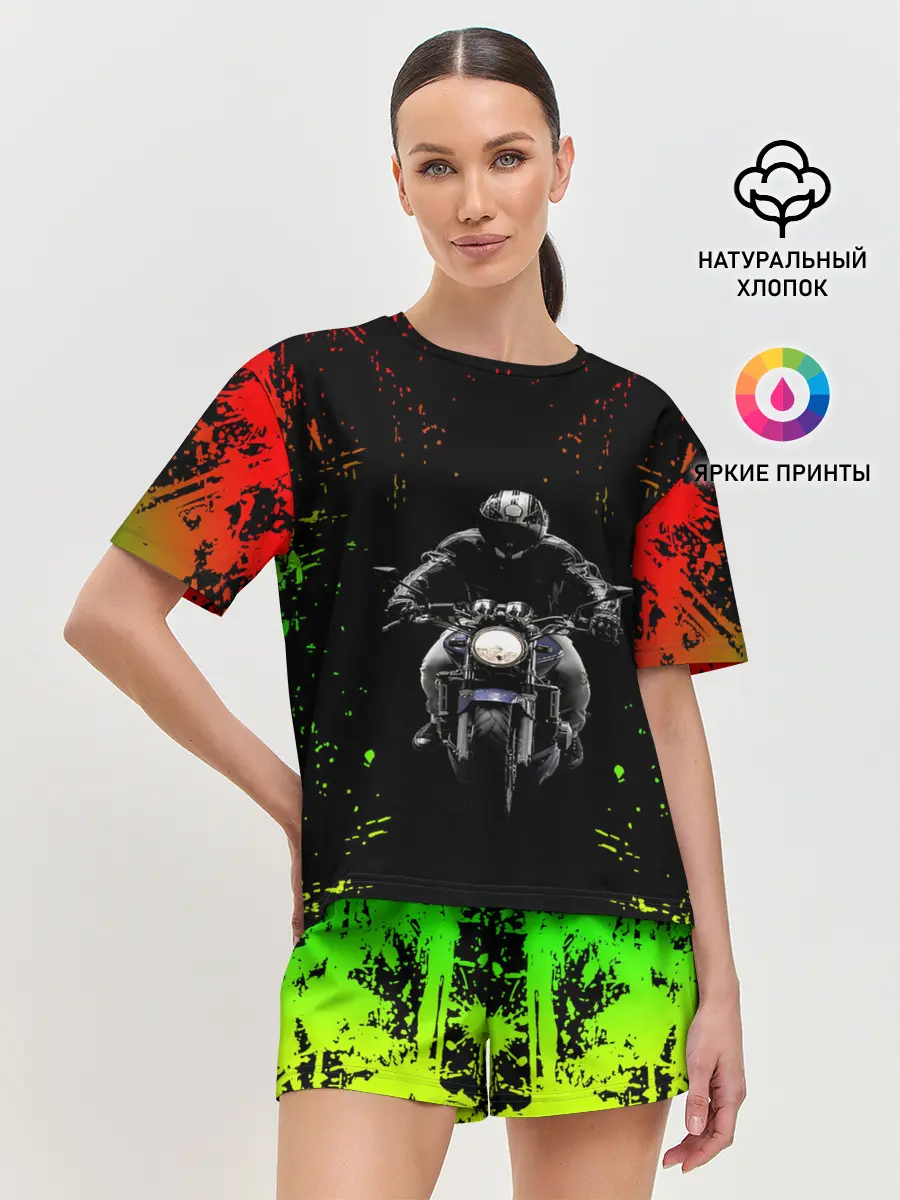 Женская пижама с шортами / МОТОЦИКЛЫ