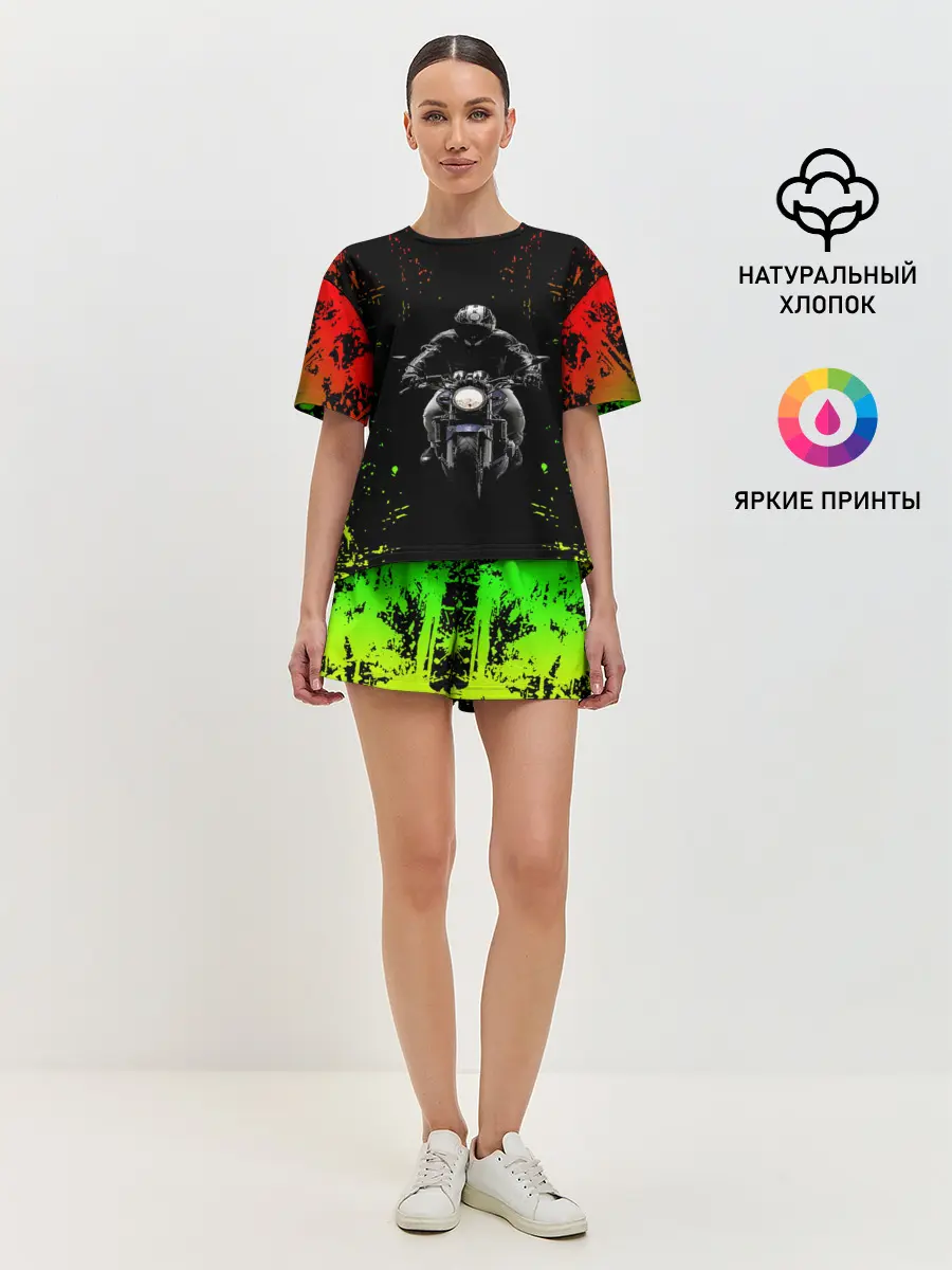 Женская пижама с шортами / МОТОЦИКЛЫ