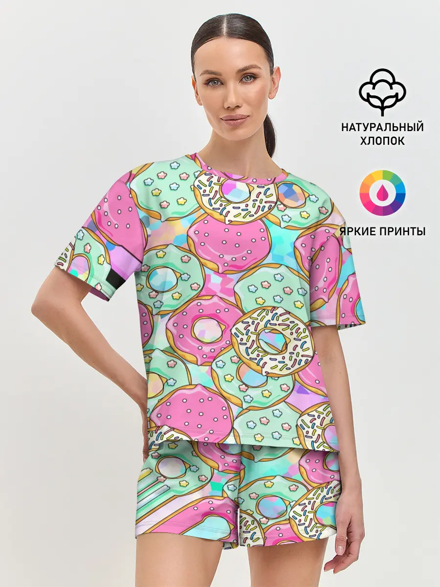 Женская пижама с шортами / Пончики