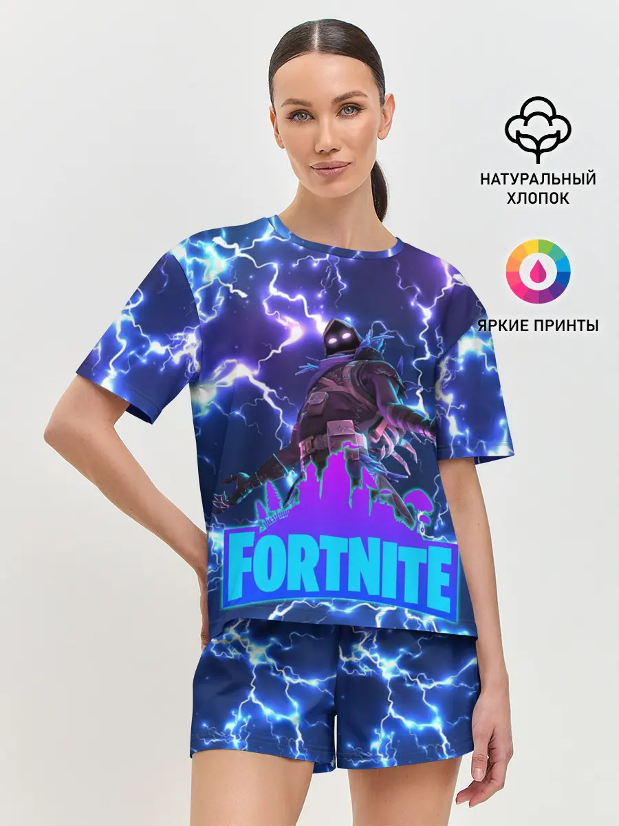 Женская пижама с шортами / Фортнайт | Молнии