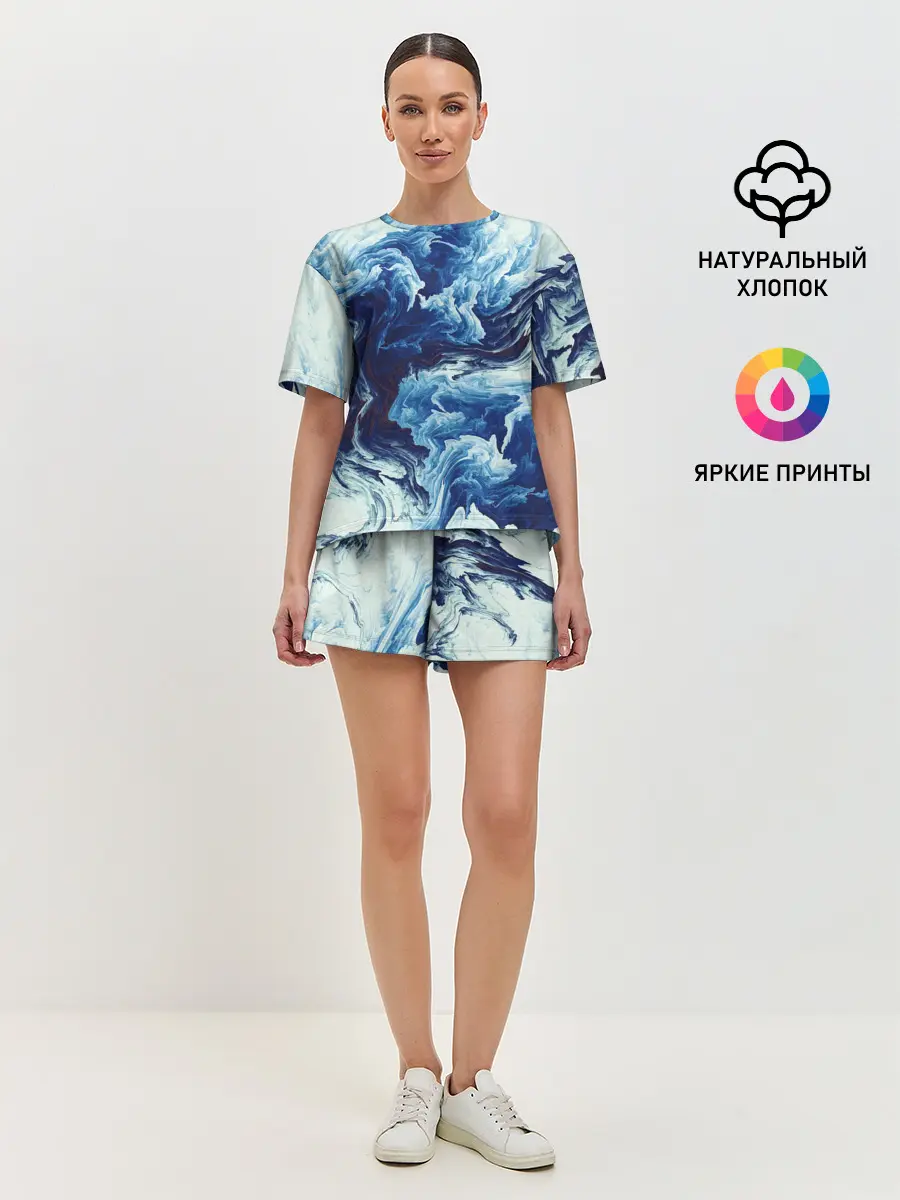 Женская пижама с шортами / Абстракция смешивание разводы