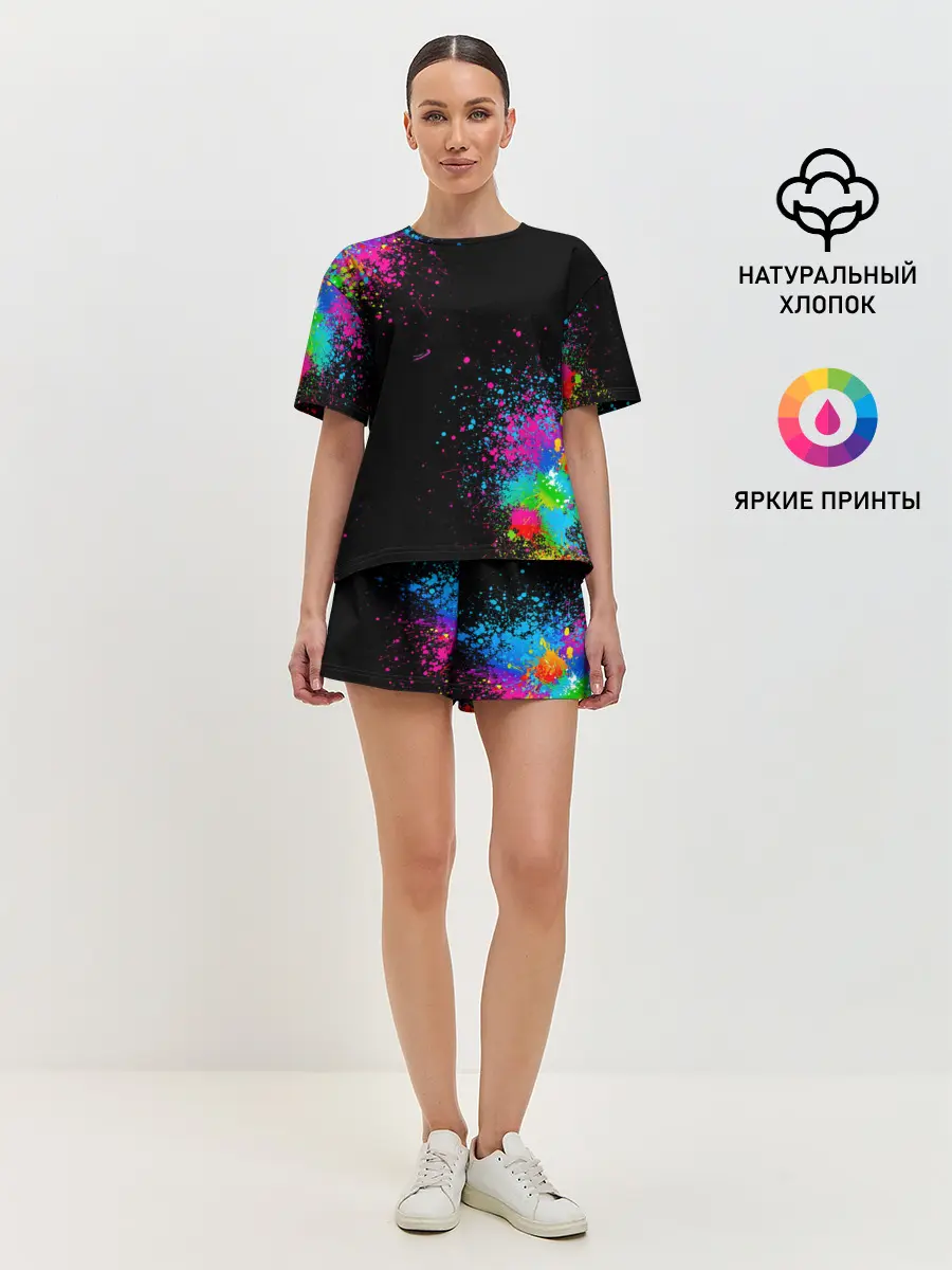 Женская пижама с шортами / Брызги красок