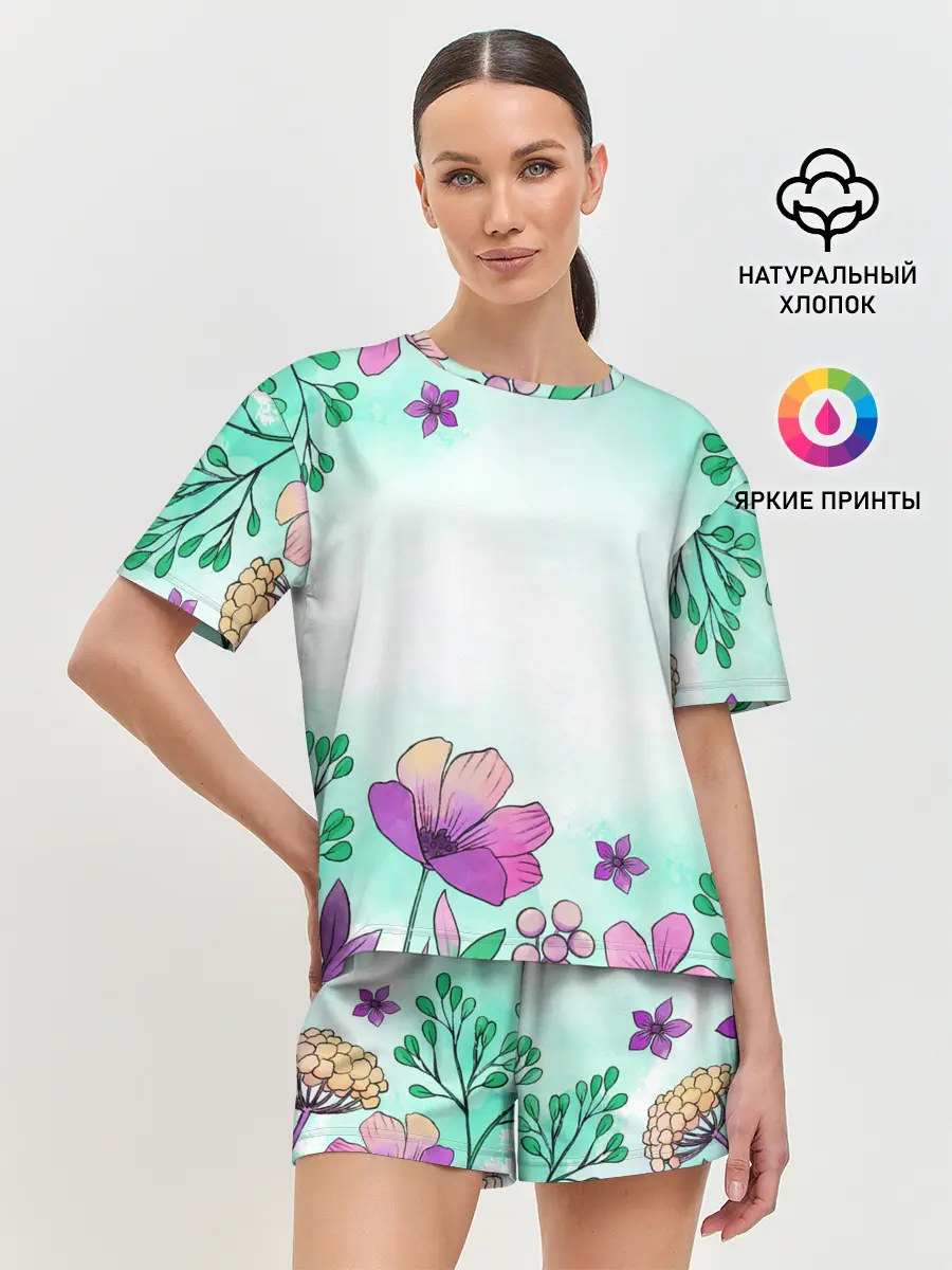 Женская пижама с шортами / Нежность полей