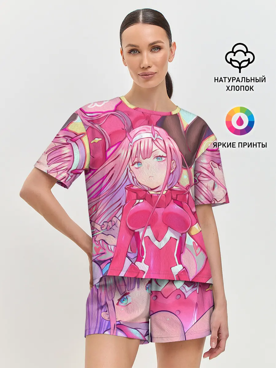 Женская пижама с шортами / ноль два разная