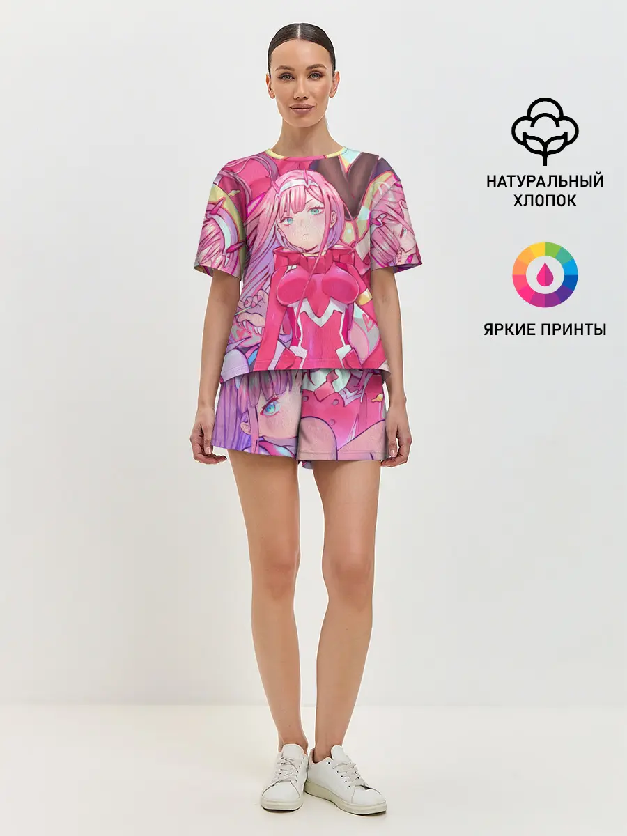 Женская пижама с шортами / ноль два разная