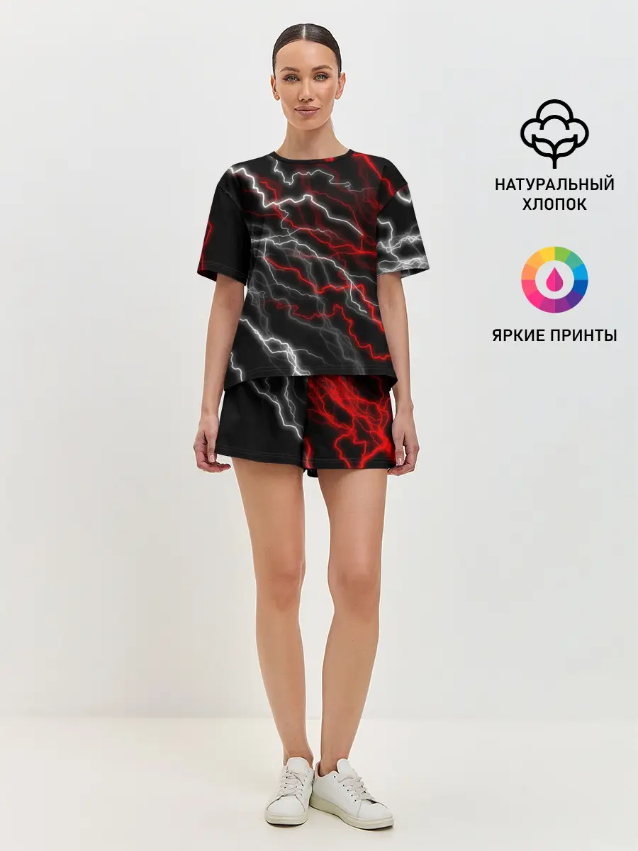 Женская пижама с шортами / МОЛНИЯ.