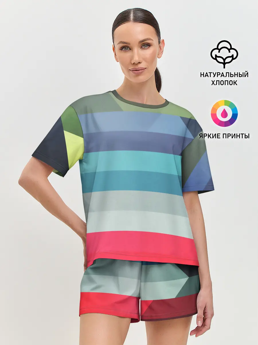 Женская пижама с шортами / ТЕКСТУРА ЛИНИИ