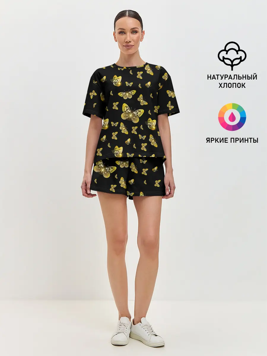 Женская пижама с шортами / Golden Butterfly pattern