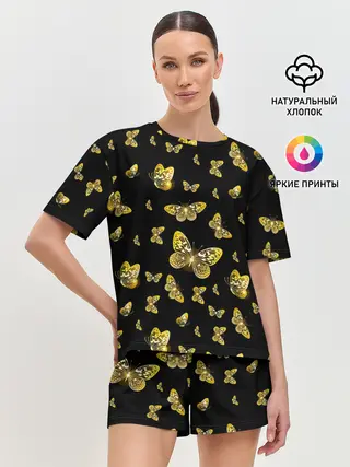 Женская пижама с шортами / Golden Butterfly pattern