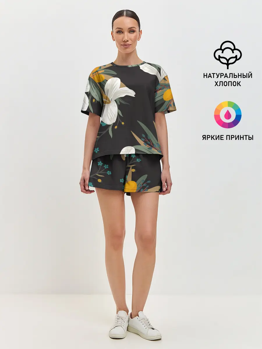 Женская пижама с шортами / Цветочный арт