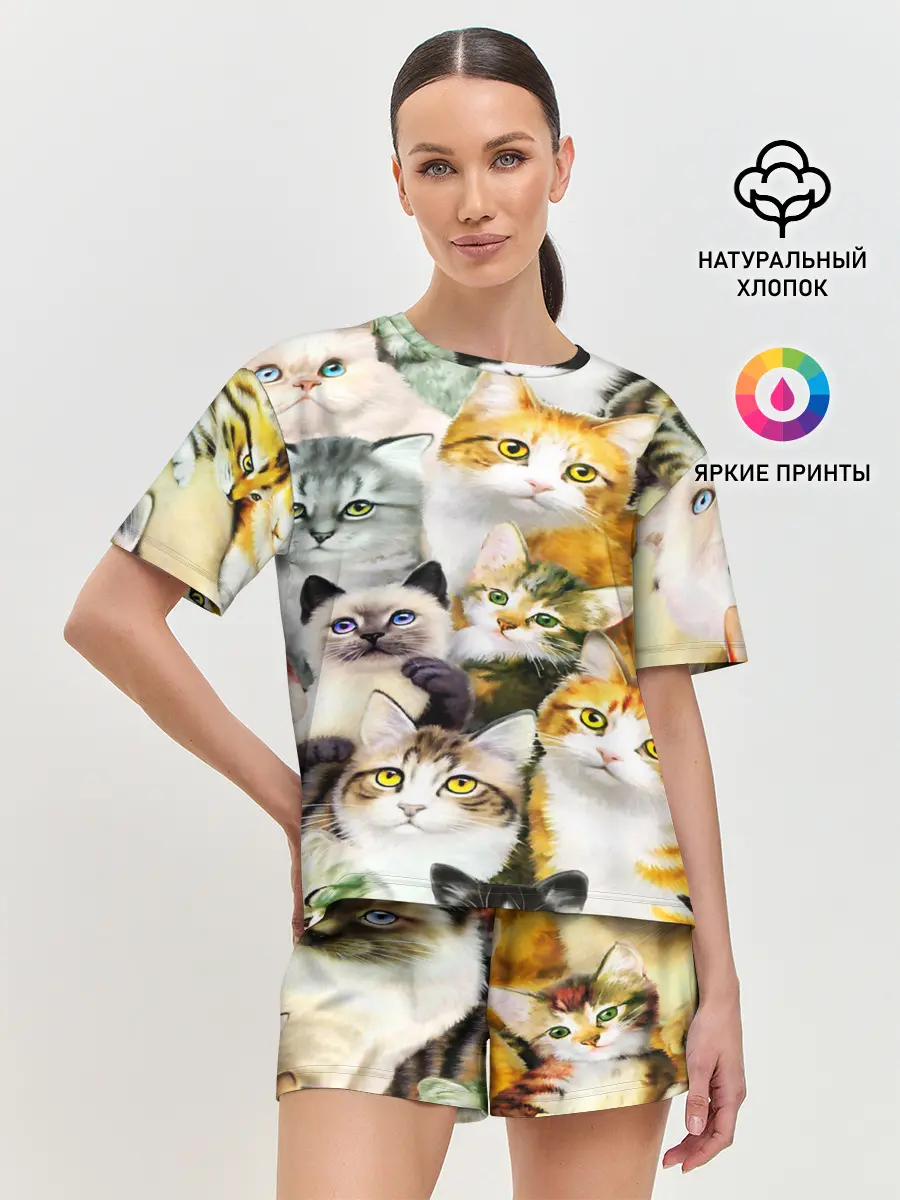 Женская пижама с шортами / КОТЫ