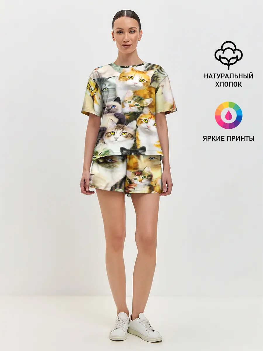 Женская пижама с шортами / КОТЫ