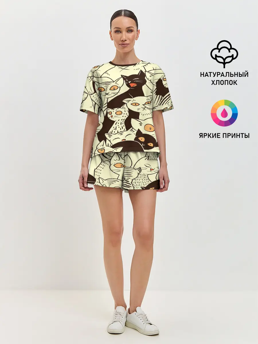 Женская пижама с шортами / КОТЯТА ПАТТЕРН