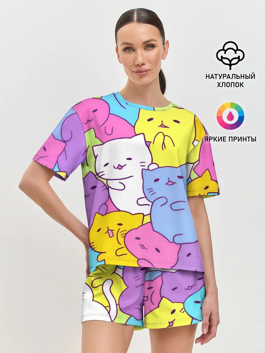 Женская пижама с шортами / МИЛЫЕ КОТЯТКИ