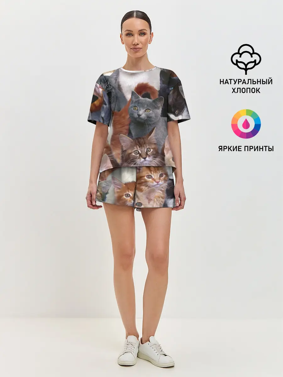 Женская пижама с шортами / КОТЯТКИ