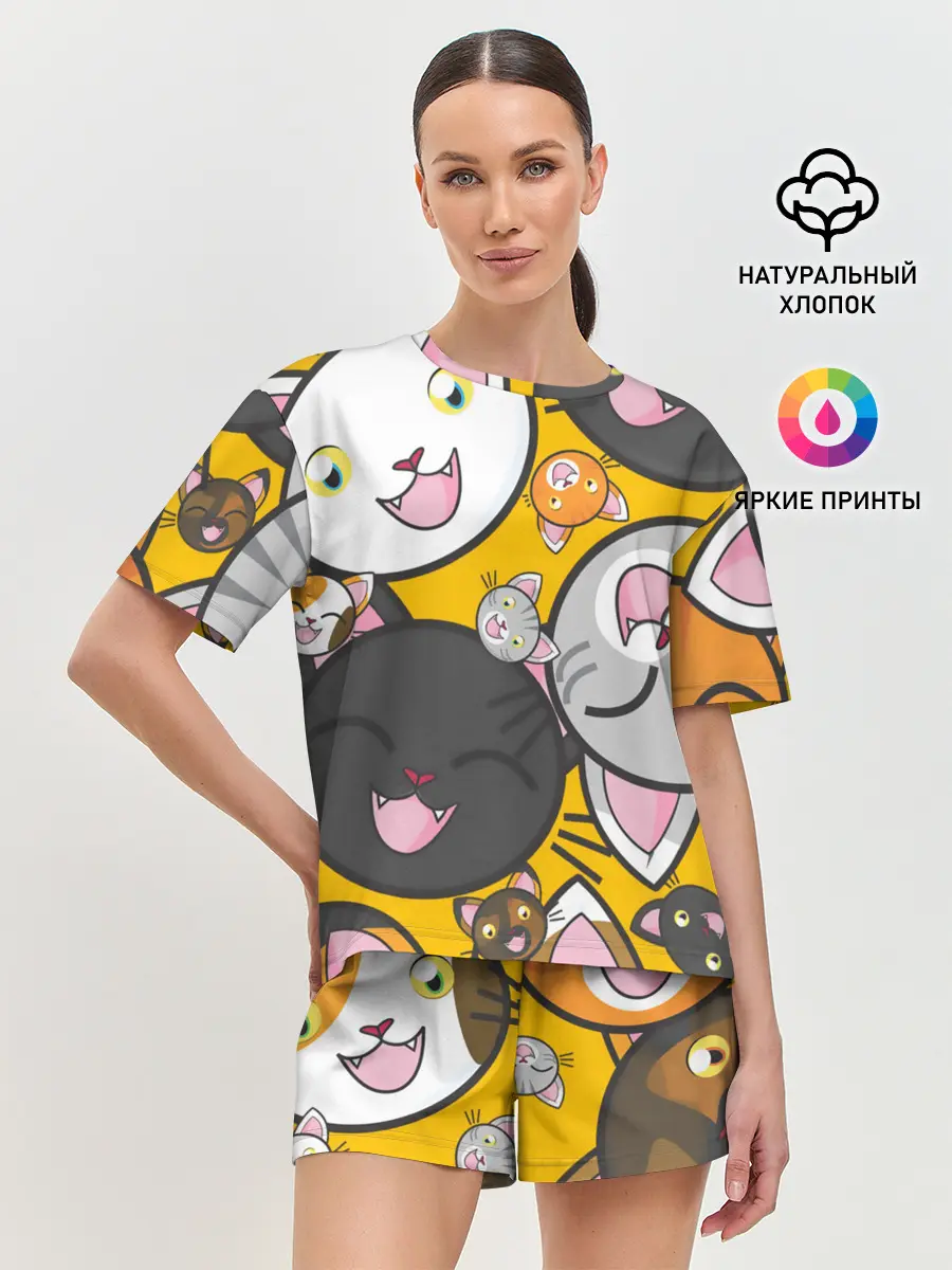 Женская пижама с шортами / КОТЫ