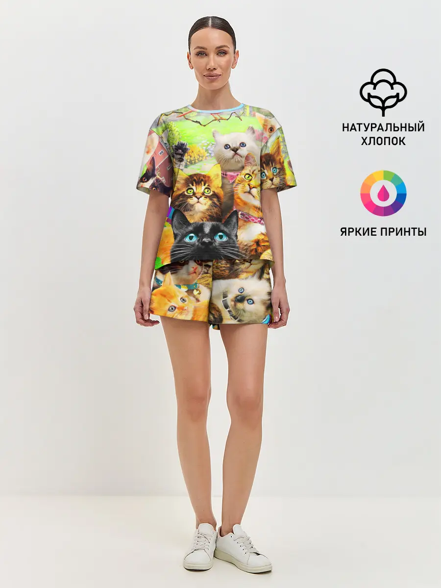 Женская пижама с шортами / КОТЫ