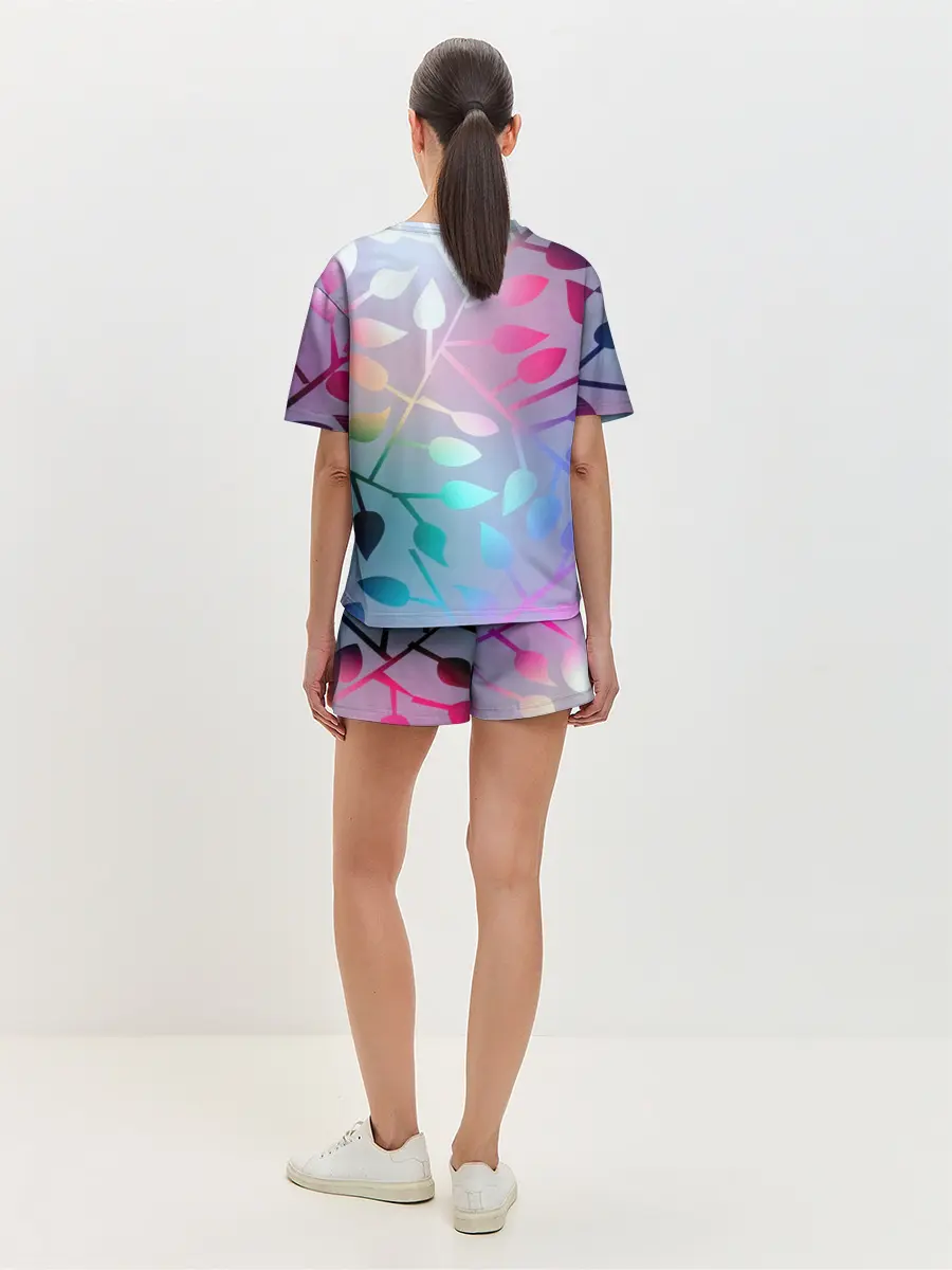 Женская пижама с шортами / Листья.