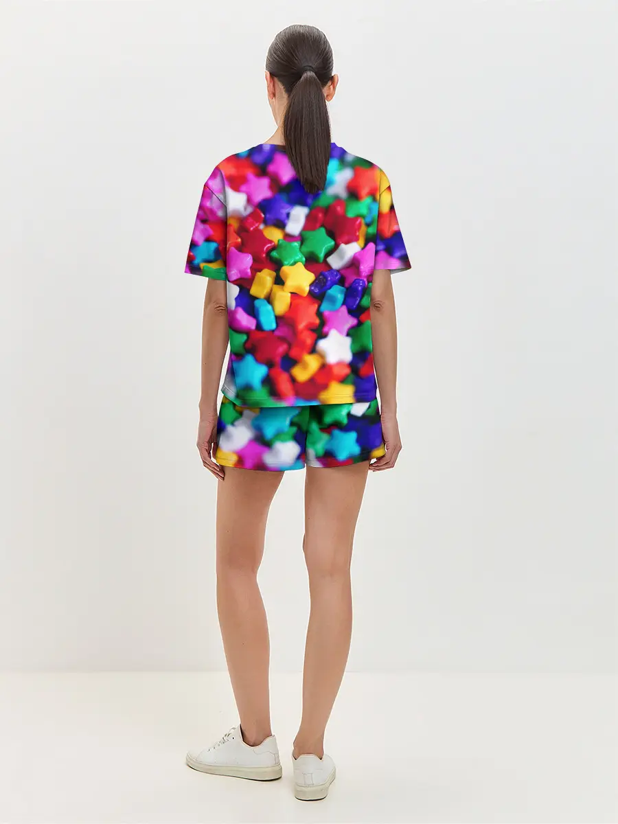 Женская пижама с шортами / Разноцветные звездочки звезды