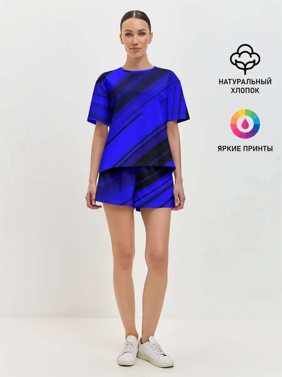 Женская пижама с шортами / Blue and Black