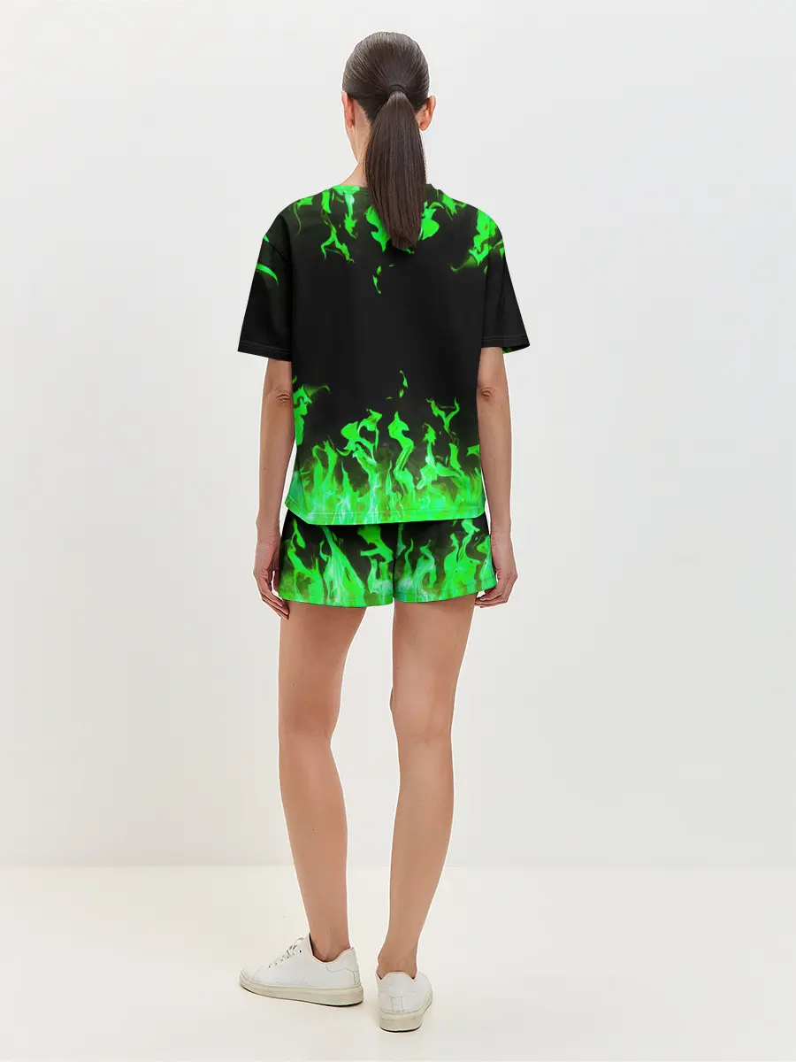 Женская пижама с шортами / GREEN FIRE | ОГОНЬ