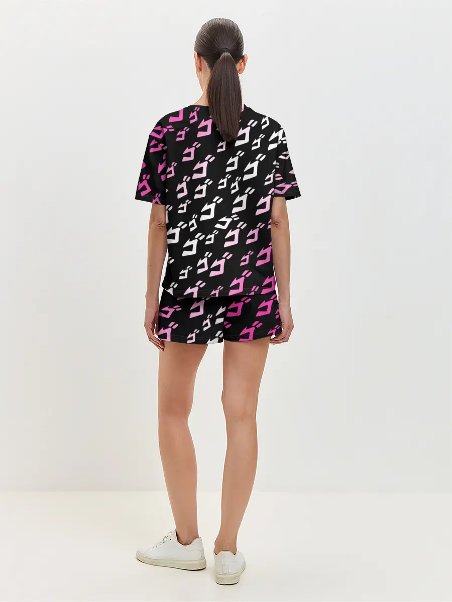 Женская пижама с шортами / Паттерн джоджо белорозовый