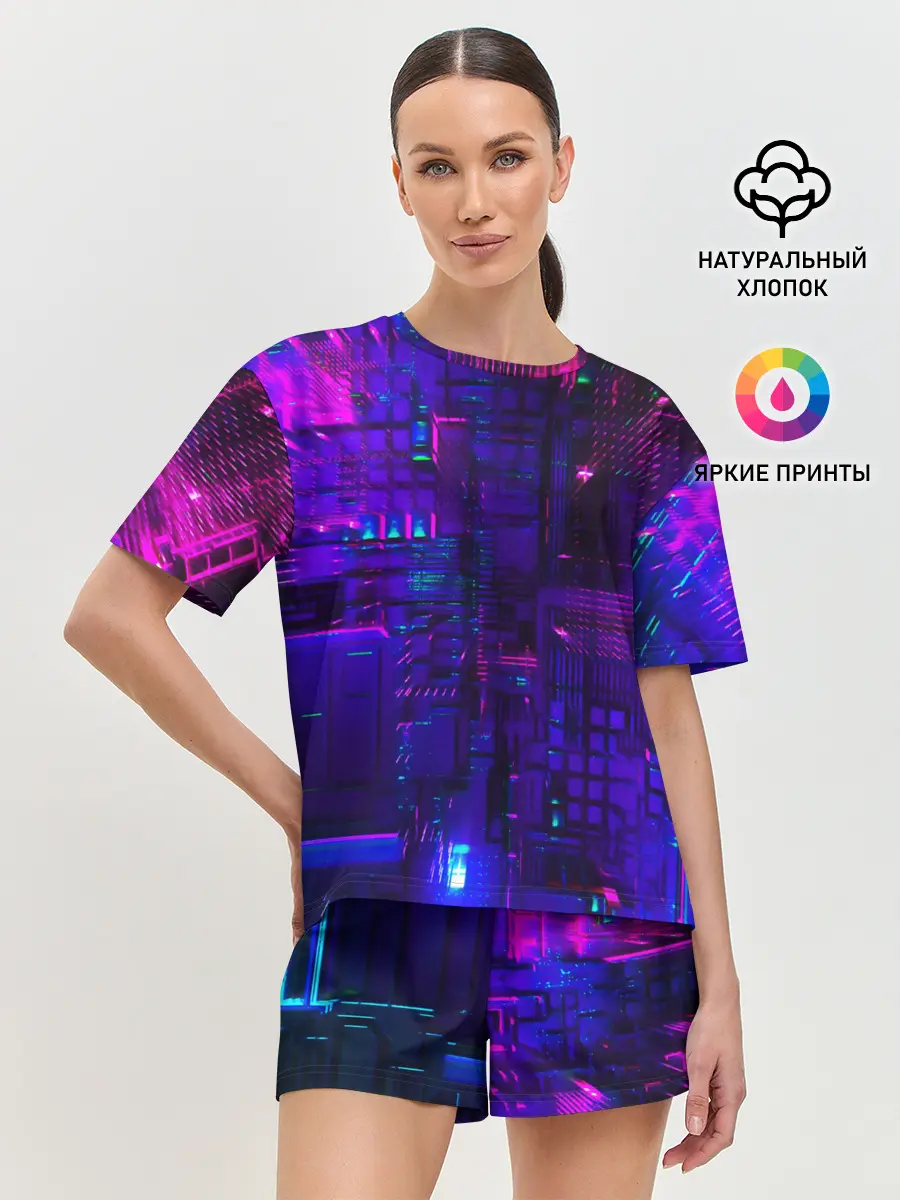 Женская пижама с шортами / NEON CUBES