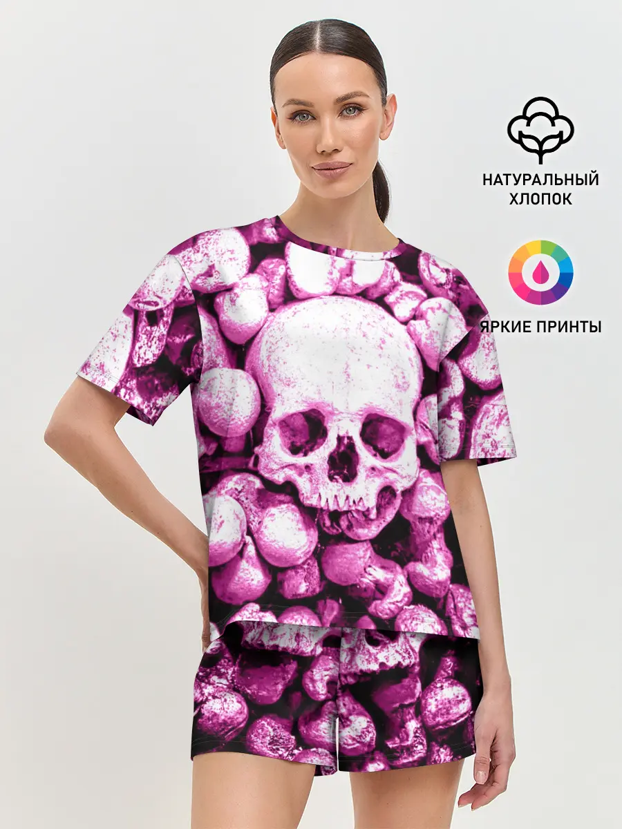 Женская пижама с шортами / череп
