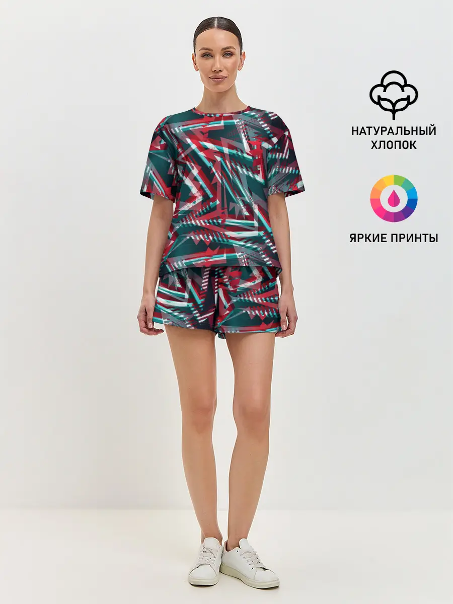 Женская пижама с шортами / Glitch микс
