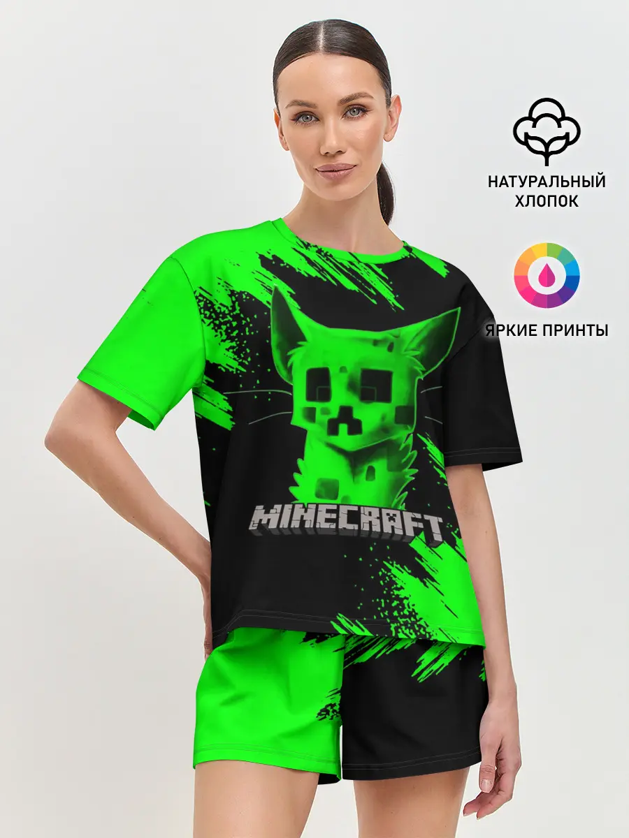 Женская пижама с шортами / MINECRAFT CREEPER CAT