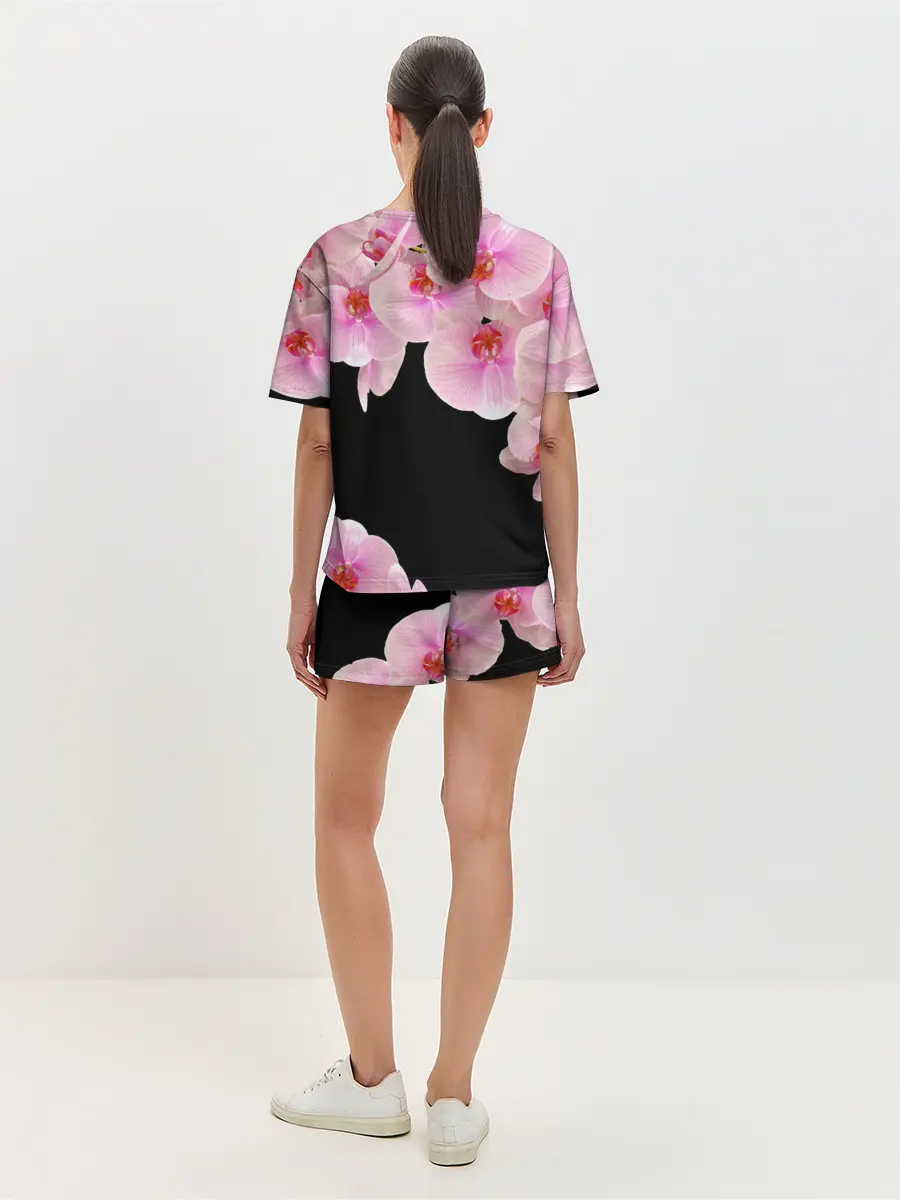 Женская пижама с шортами / Орхидеи в ночи