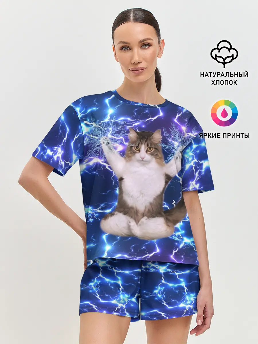 Женская пижама с шортами / Грозовой Котик