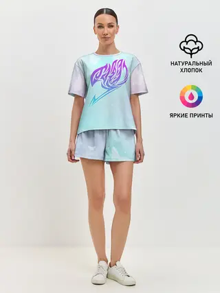 Женская пижама с шортами / Хвост Феи радужный фон