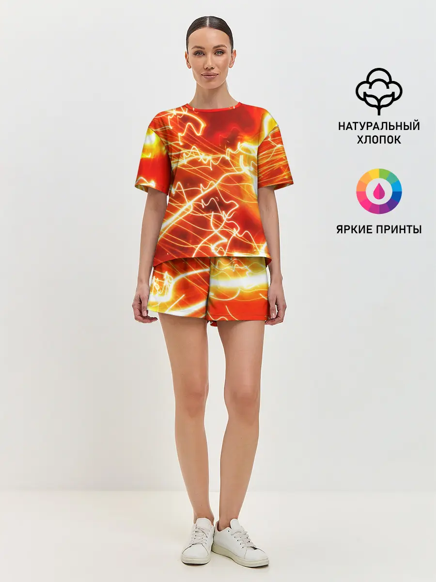 Женская пижама с шортами / ОГНЕННАЯ МОЛНИЯ
