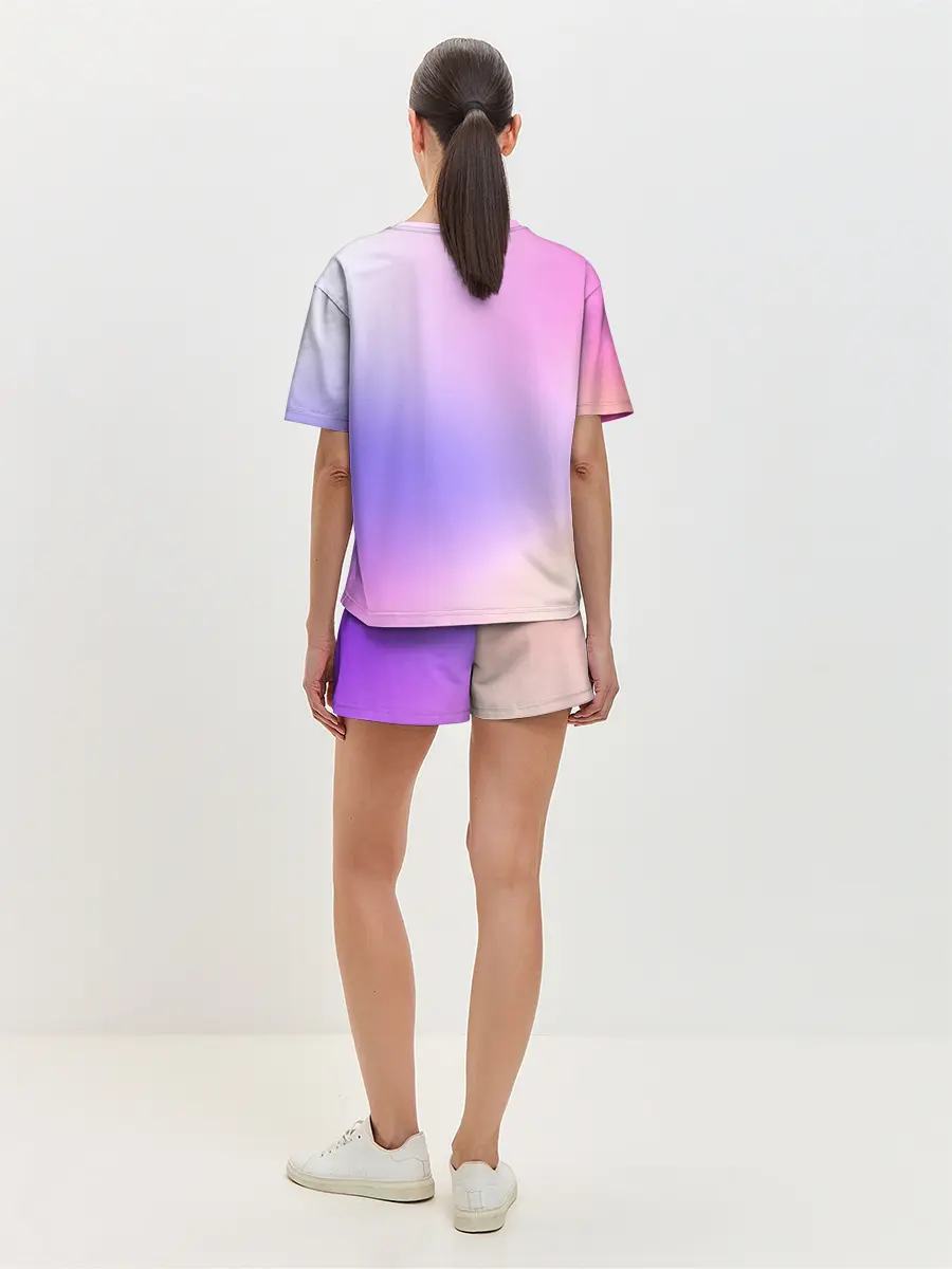 Женская пижама с шортами / светлый градиент розовый мода