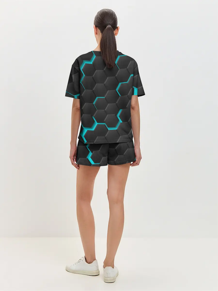 Женская пижама с шортами / Хвост Феи голубые соты