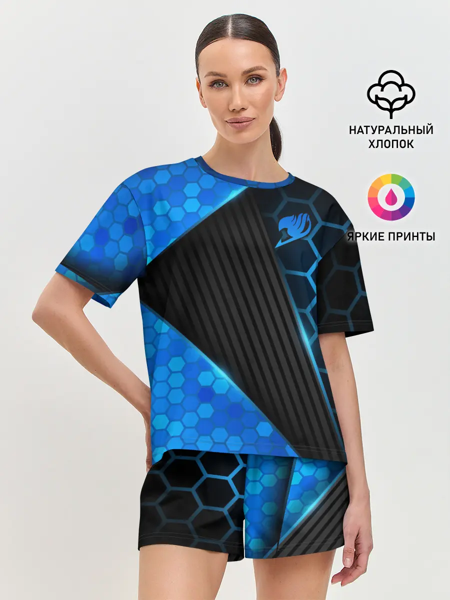 Женская пижама с шортами / Хвост Феи геометрические соты