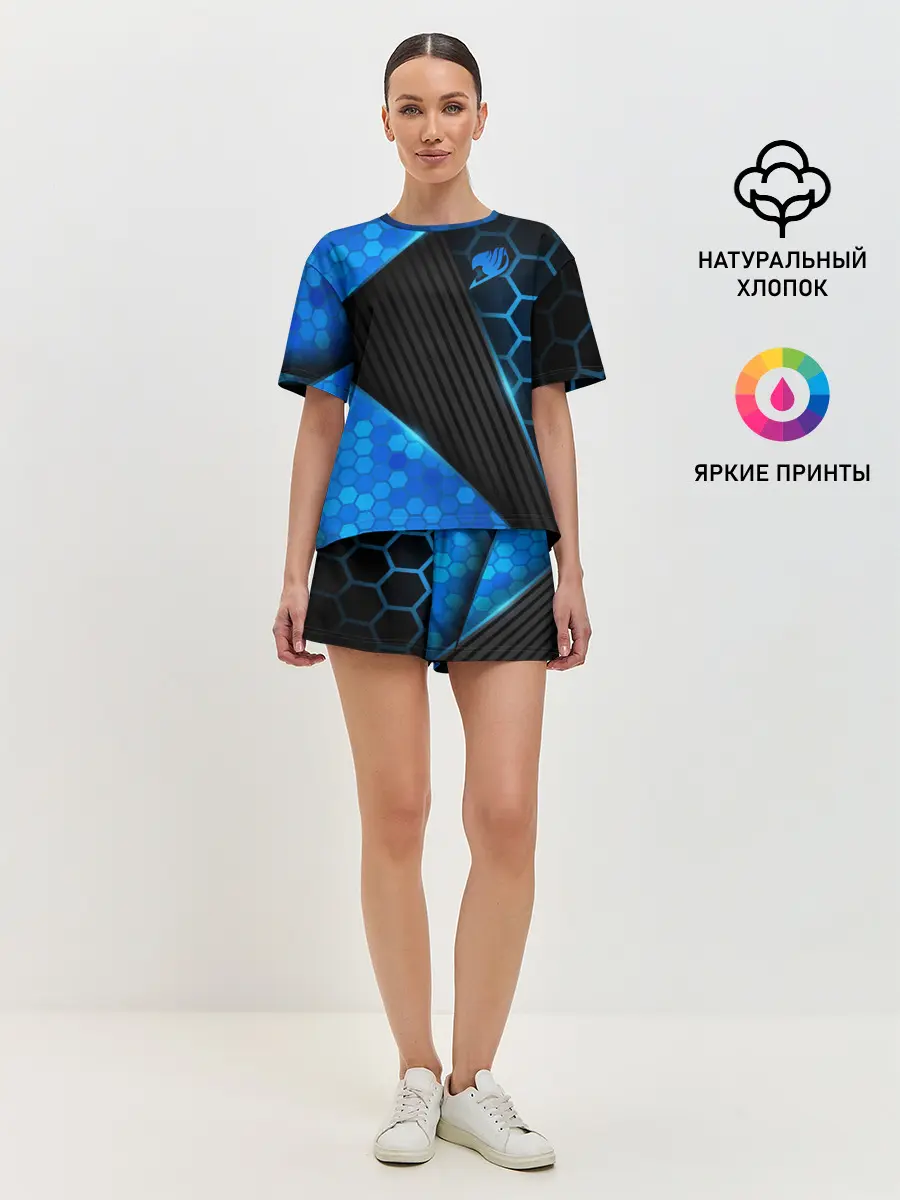 Женская пижама с шортами / Хвост Феи геометрические соты