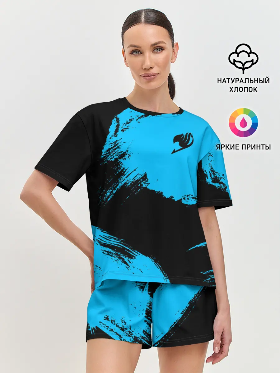 Женская пижама с шортами / Хвост Феи синие мазки